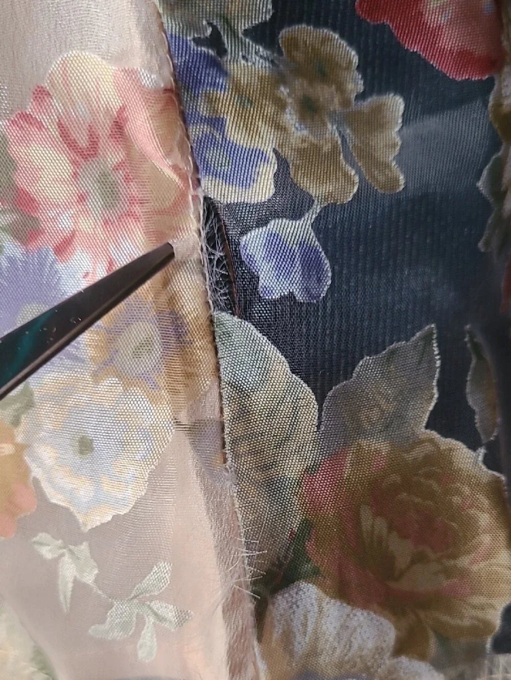 Peach Floral Print SHEER Polyester Top - Picture 7 of 10